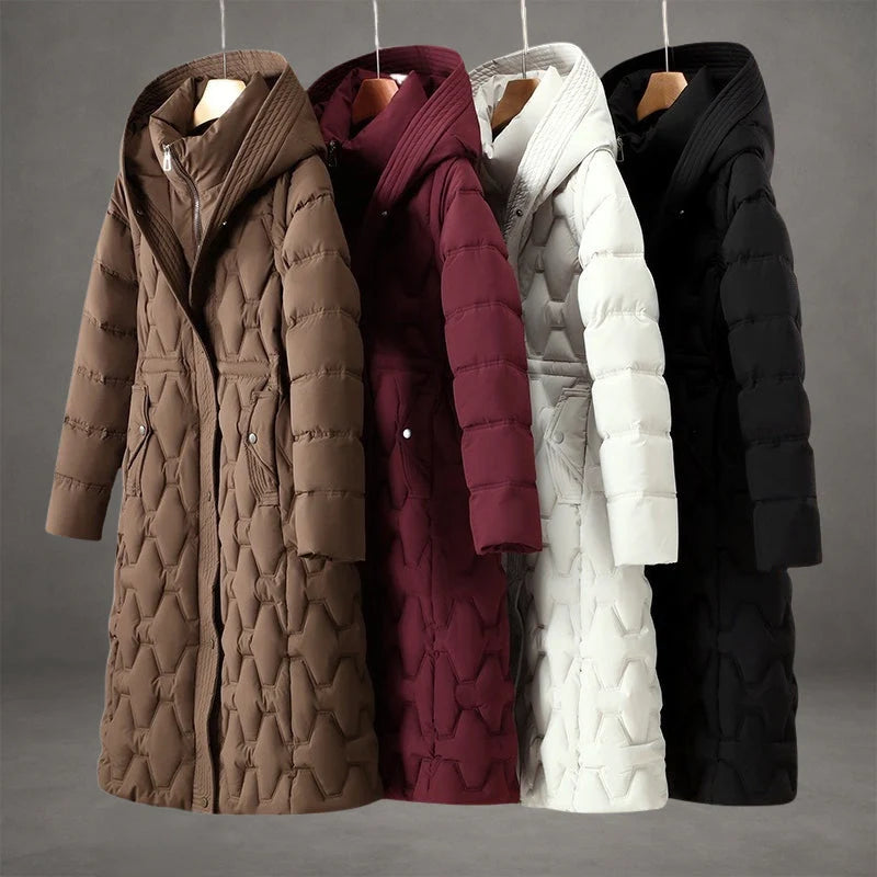 Women's Longline Hooded Down Coat with Waterproof Windproof Protection 8