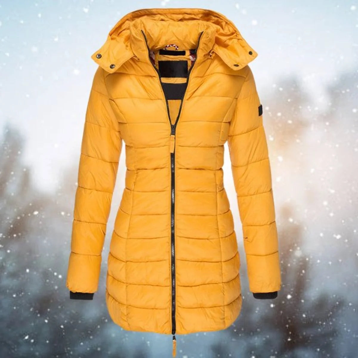 Women's Longline Quilted Puffer Jacket with Removable Hood 1