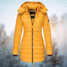 Women's Longline Quilted Puffer Jacket with Removable Hood 1