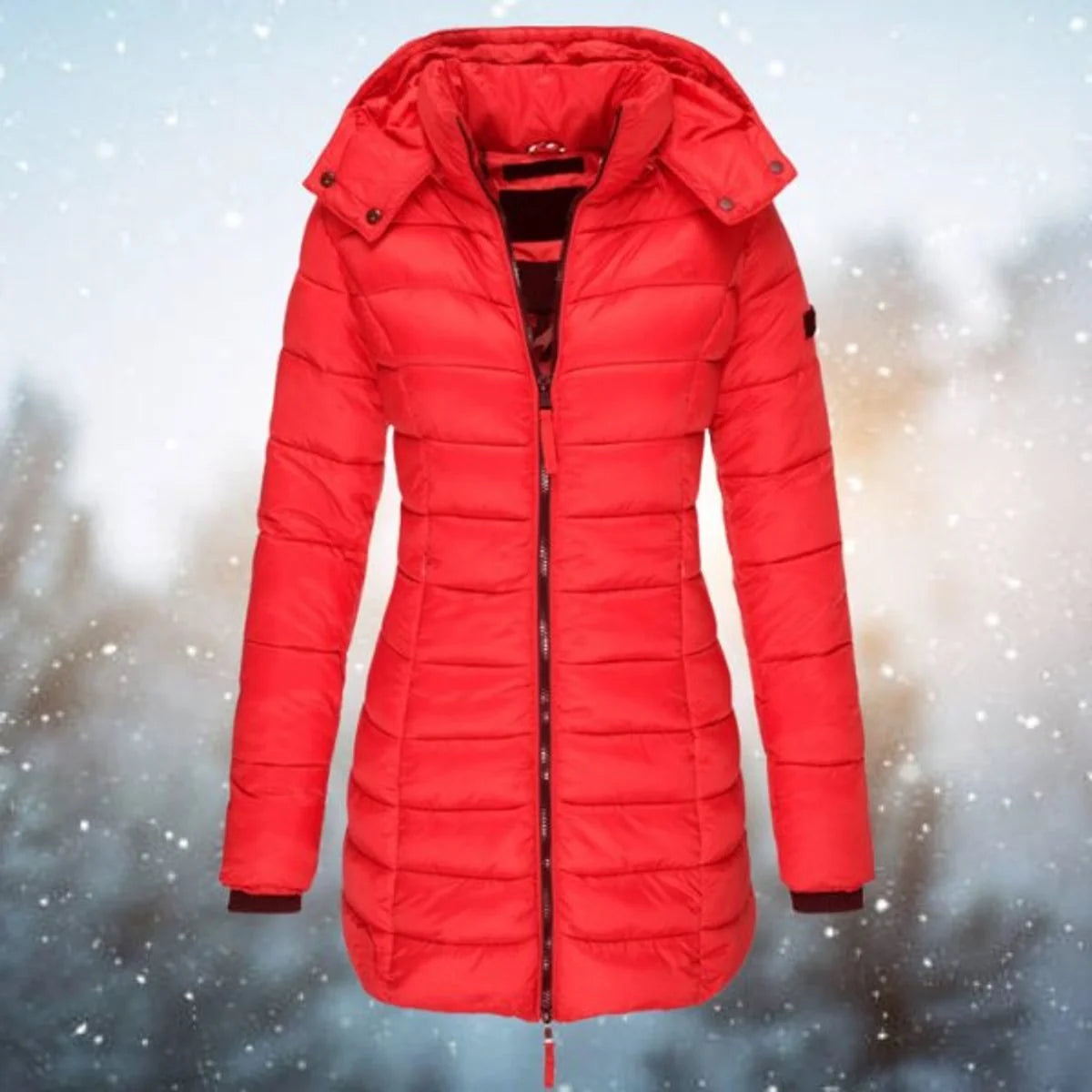 Women's Longline Quilted Puffer Jacket with Removable Hood 4