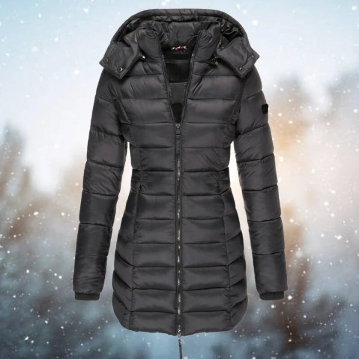 Women's Longline Quilted Puffer Jacket with Removable Hood 5