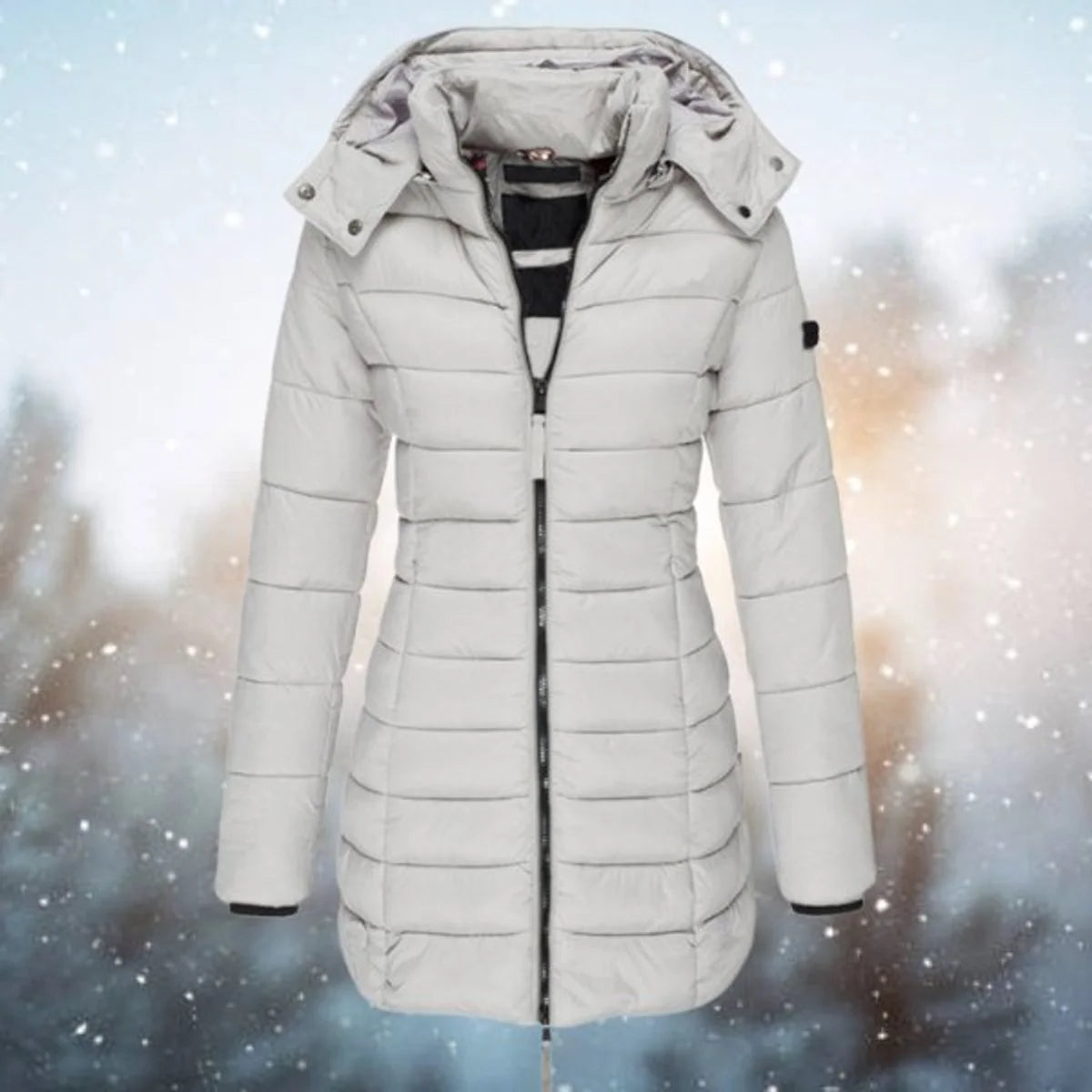 Women's Longline Quilted Puffer Jacket with Removable Hood 6