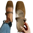 Women's Mary Jane Square Toe Buckle Shoes with Low Stacked Heel 0