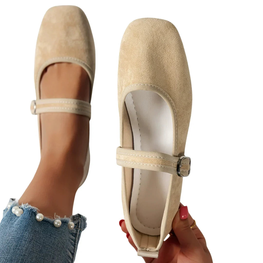 Women's Mary Jane Square Toe Buckle Shoes with Low Stacked Heel 3