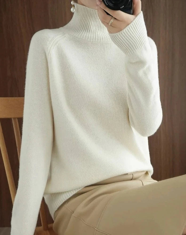 Women's Merino Wool Ribbed Roll Neck Sweater 3