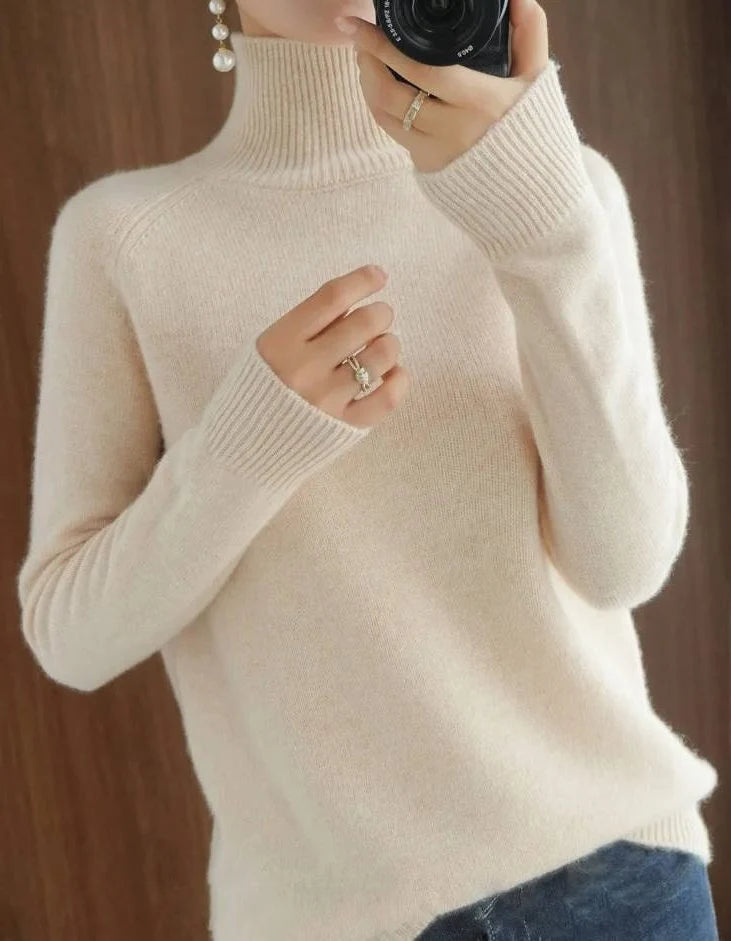 Women's Merino Wool Ribbed Roll Neck Sweater 4