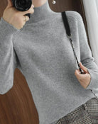 Women's Merino Wool Ribbed Roll Neck Sweater 9