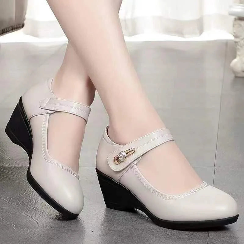 Women's Mid-Heel Comfortable Dress Shoes with Adjustable Strap 6