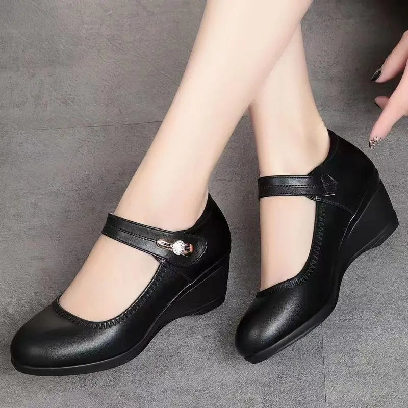 Women's Mid-Heel Comfortable Dress Shoes with Adjustable Strap 8