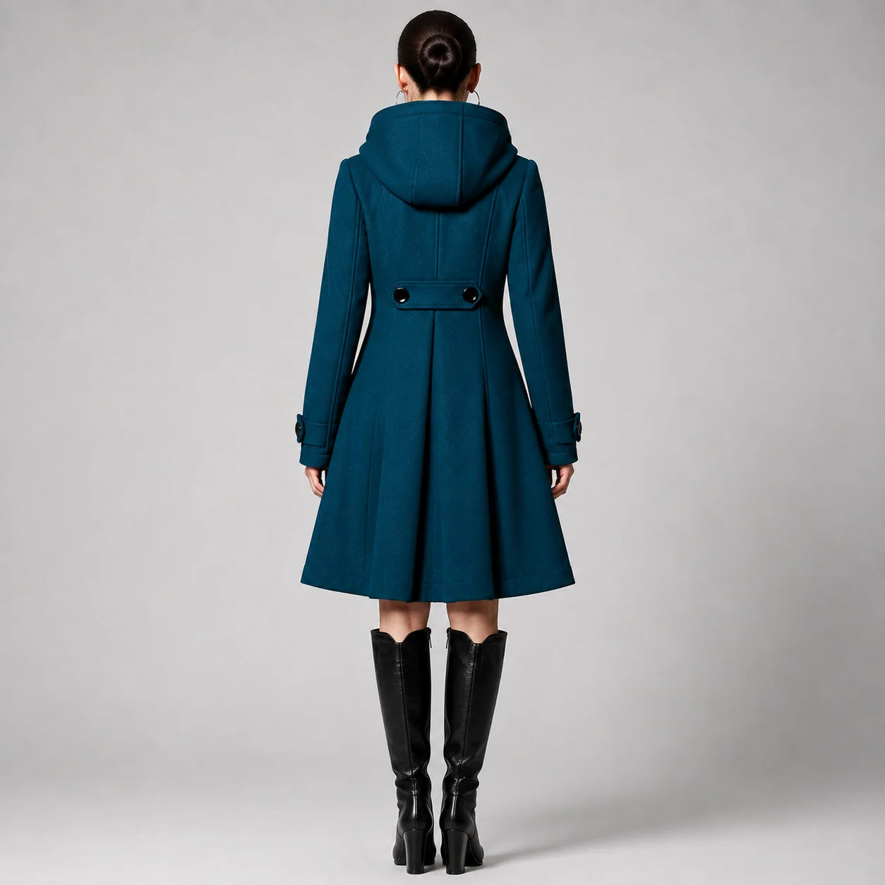 Women's Mid-Length Hooded Double-Breasted Coat 1