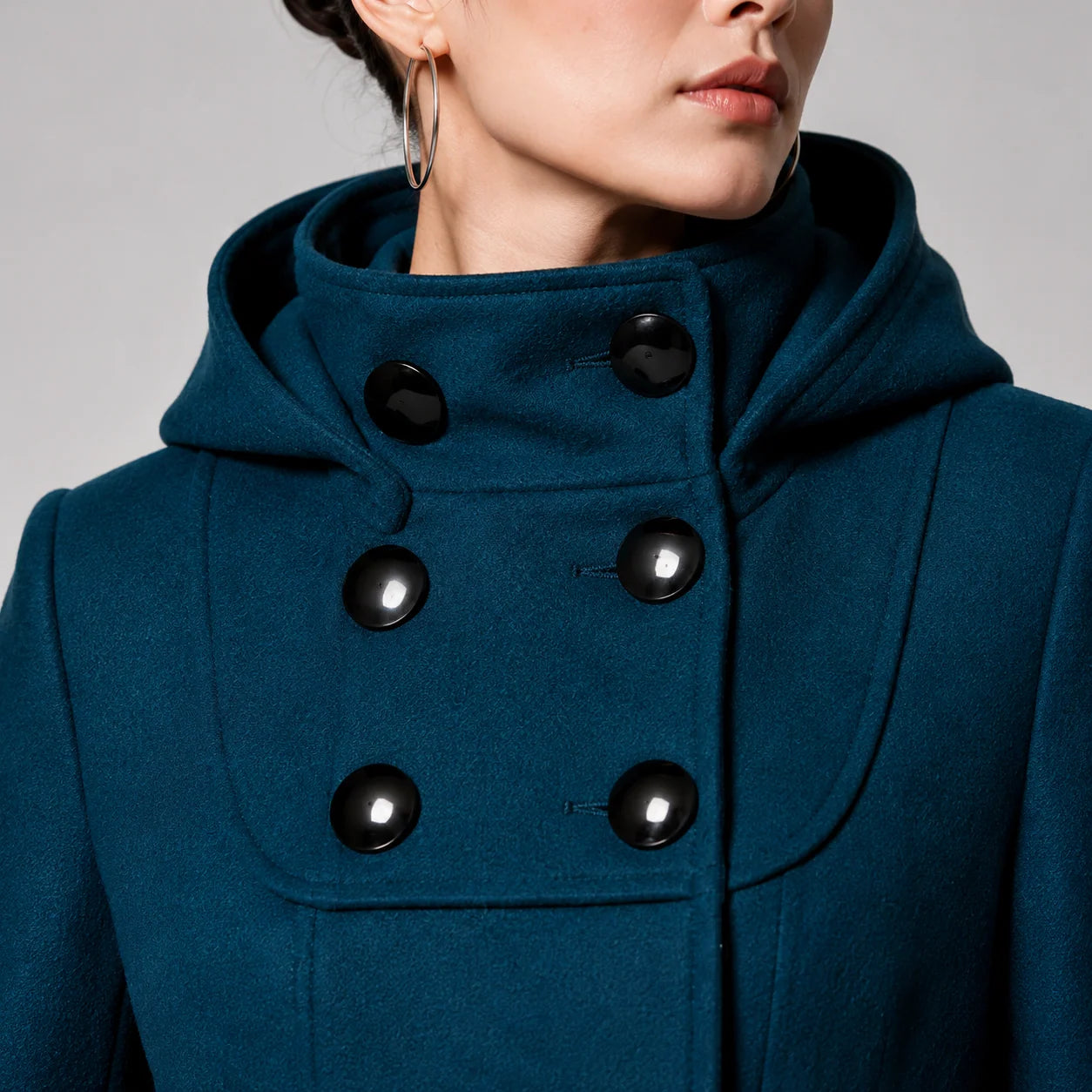 Women's Mid-Length Hooded Double-Breasted Coat 3