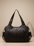 Women's Multi-Pocket Leather Shoulder Bag with Detachable Crossbody Strap 4