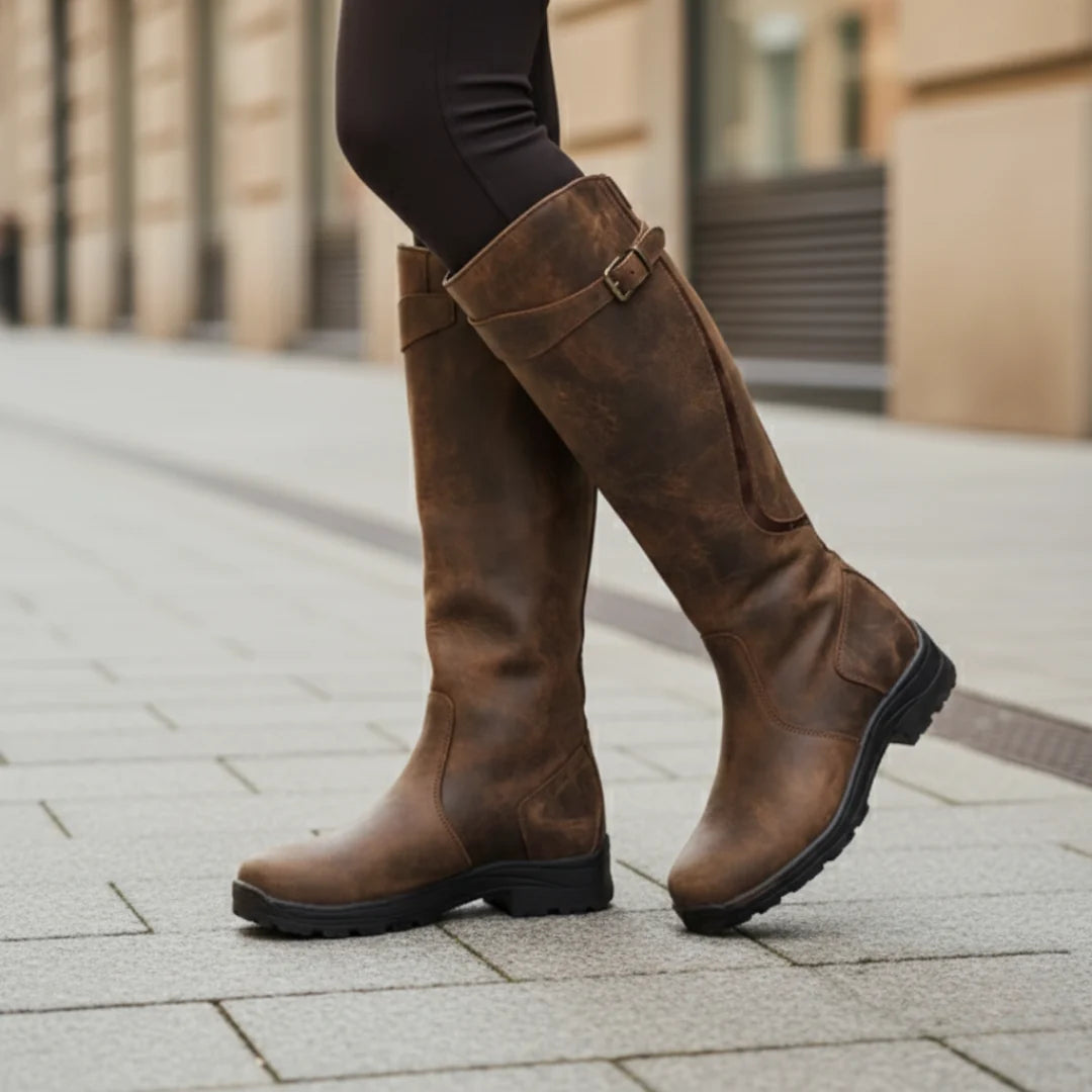 Women's Orthopedic Knee High Boots with Adjustable Calf Strap and Waterproof Vegan Leather 3