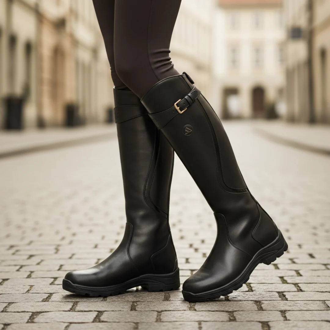 Women's Orthopedic Knee High Boots with Adjustable Calf Strap and Waterproof Vegan Leather 6
