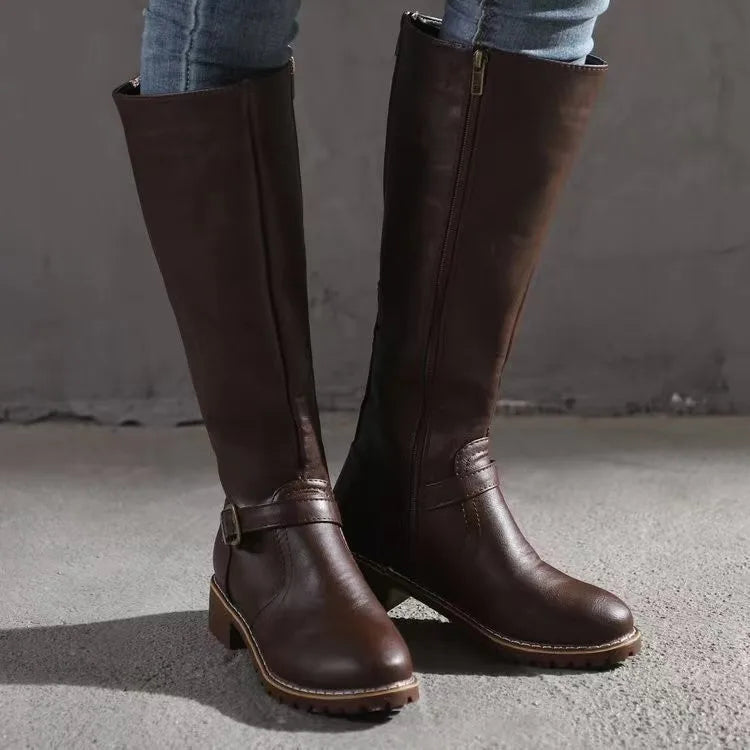 Women's Orthopedic Leather Tall Buckle Boots 2