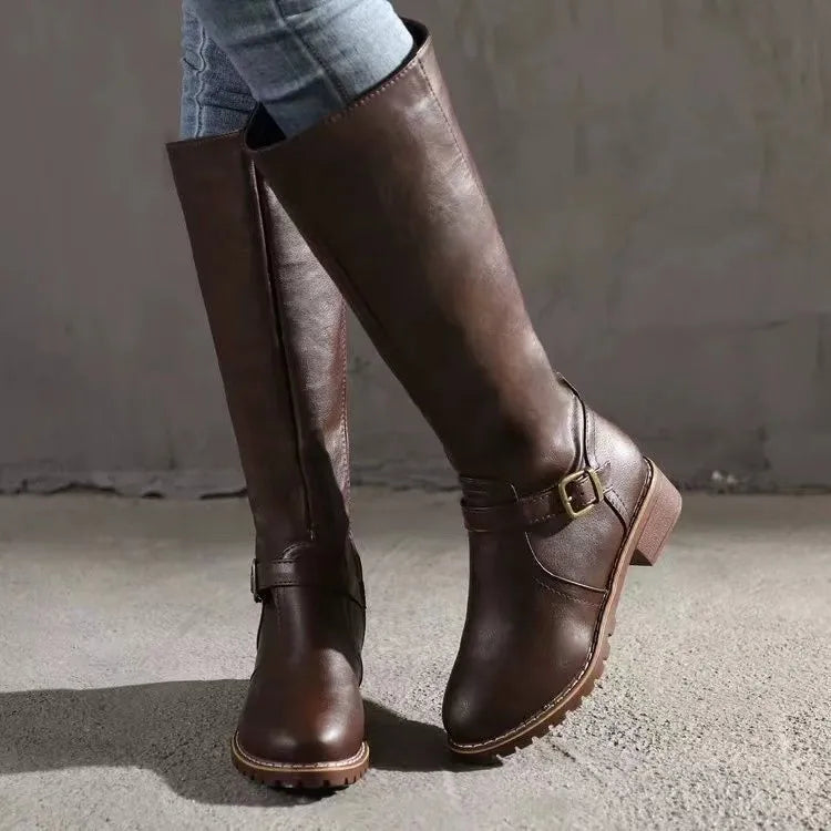 Women's Orthopedic Leather Tall Buckle Boots 3
