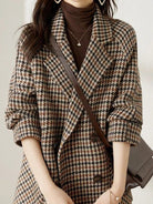 Women's Oversized Double-Breasted Houndstooth Blazer Coat 5