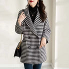 Women's Oversized Double-Breasted Houndstooth Blazer Coat 6
