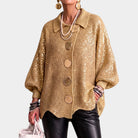 Women's Oversized Knit Cardigan with Gold-Tone Buttons 4