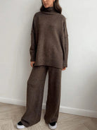 Women's Oversized Knit Set with Roll Neck Sweater and Wide Leg Trousers 1