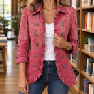 Women's Paisley Print Button-Front Woven Jacket 0