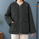 Women's Quilted Collarless Jacket with Full Zip and Patch Pockets 2