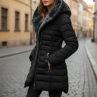 Women's Quilted Hooded Puffer Jacket with Insulated Mid-Thigh Design 0