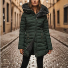 Women's Quilted Hooded Puffer Jacket with Insulated Mid-Thigh Design 1