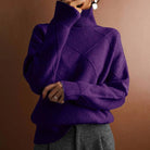 Women's Relaxed Fit Argyle Knit Turtleneck Sweater 10