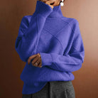 Women's Relaxed Fit Argyle Knit Turtleneck Sweater 13