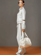 Women's Ribbed Knit Half-Zip Pullover and Wide-Leg Pant Loungewear Set 2