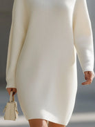 Women's Ribbed Knit Turtleneck Sweater Dress with Relaxed Fit 2