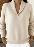 Women's Shawl Collar V-Neck Relaxed Fit Sweater 0