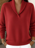 Women's Shawl Collar V-Neck Relaxed Fit Sweater 1