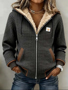 Women's Sherpa-Lined Quilted Zip-Up Hooded Jacket 0
