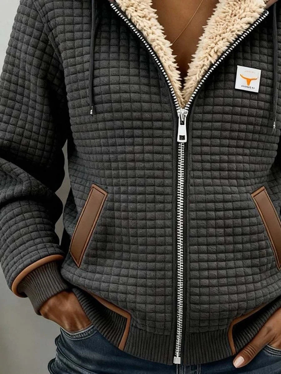 Women's Sherpa-Lined Quilted Zip-Up Hooded Jacket 2