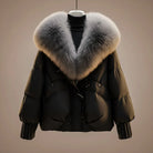 Women's Short Coat with Oversized Faux Fur Collar and Puffed Body 2