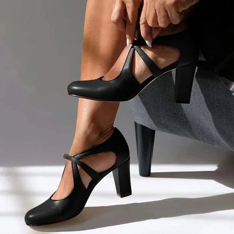 Women's Strap Heels with Stable Block Heel and Supportive Design 2