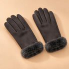 Women's Suede-Look Faux-Fur Cuff Winter Gloves 10