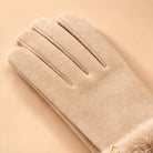 Women's Suede-Look Faux-Fur Cuff Winter Gloves 7