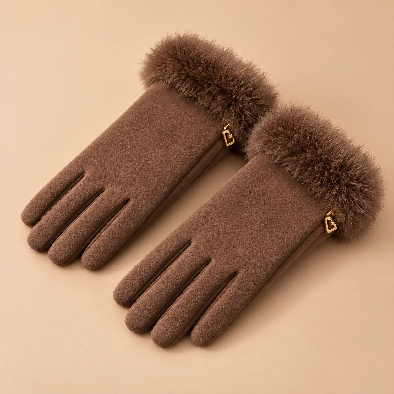 Women's Suede-Look Faux-Fur Cuff Winter Gloves 9
