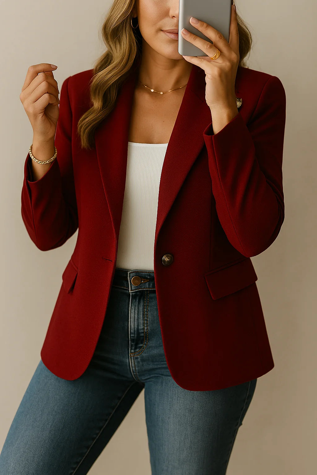 Women's Tailored Fit Single-Button Work Blazer 1