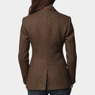 Women's Tailored Herringbone Blazer with Button Front and Patterned Lapels 2