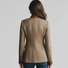 Women's Tailored Tweed Jacket with Faux-Leather Trim 1