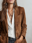 Women's Tailored Vintage-Inspired Faux Suede Jacket 3