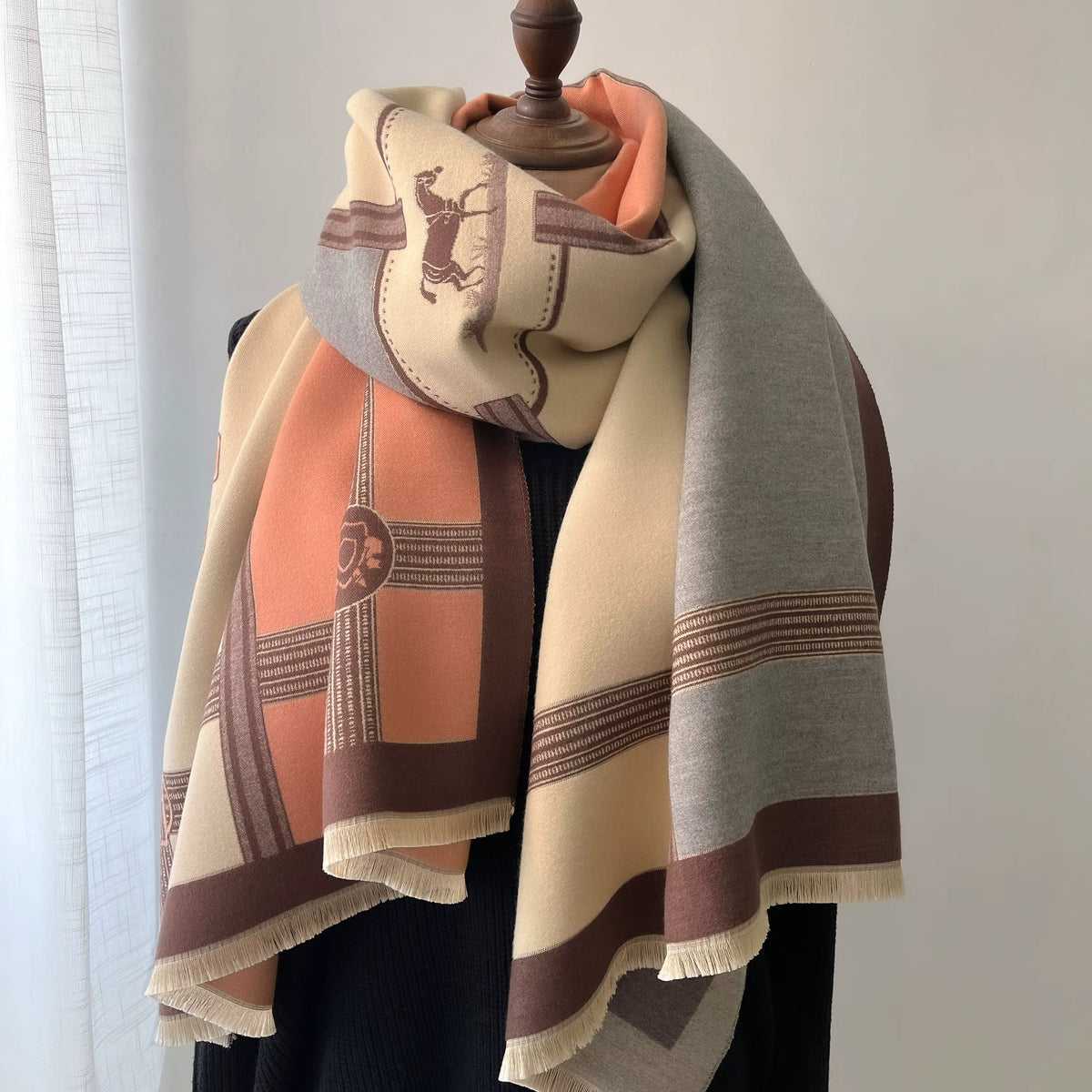 Women's Thick Printed Shawl Scarf - Cozy Wrap for Layering 0