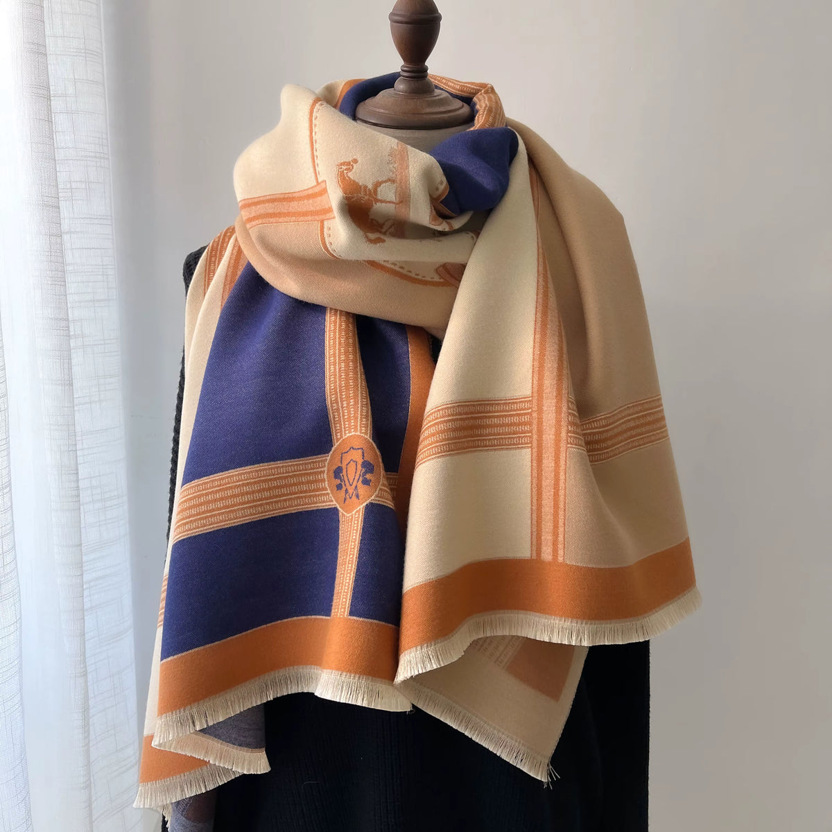 Women's Thick Printed Shawl Scarf - Cozy Wrap for Layering 1