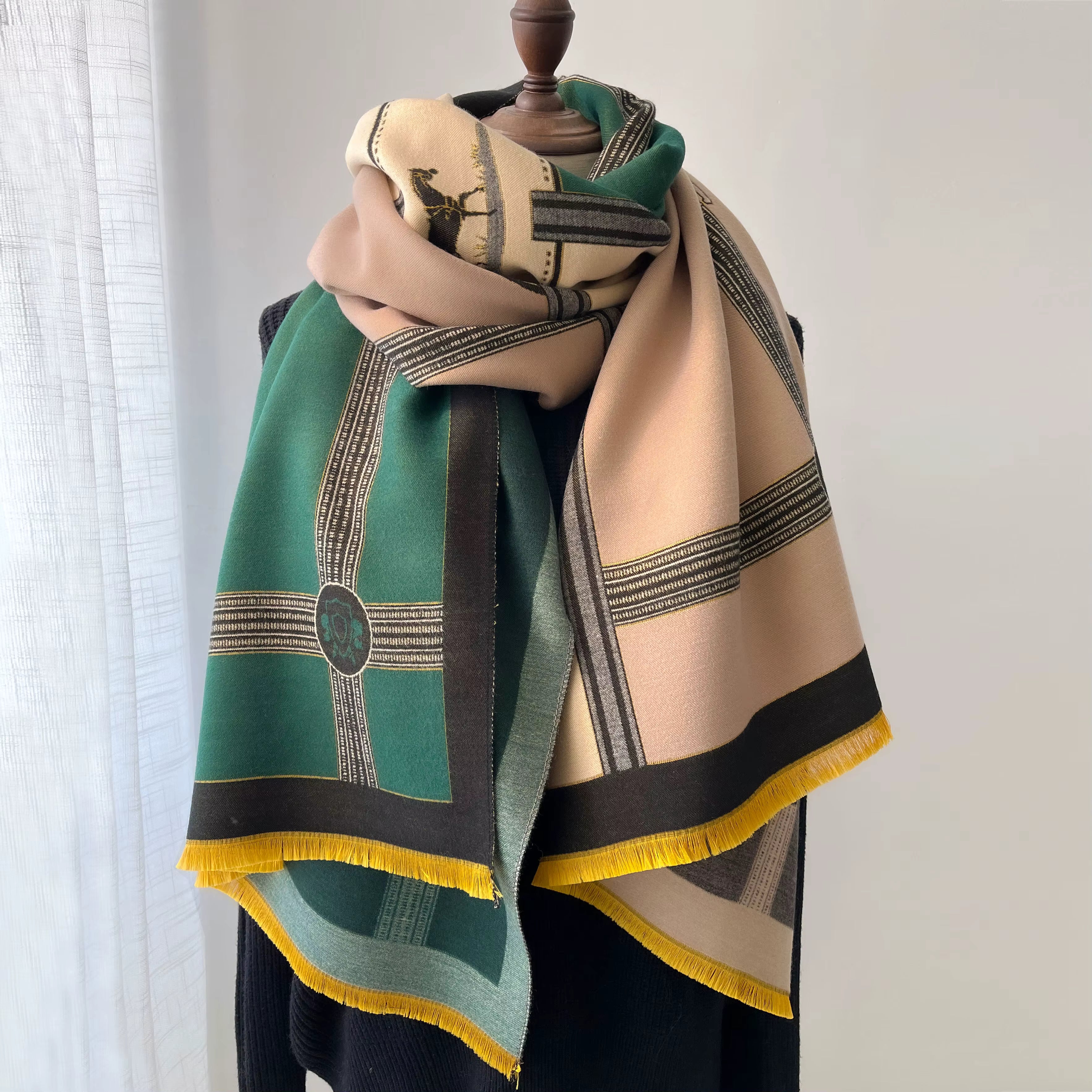 Women's Thick Printed Shawl Scarf - Cozy Wrap for Layering 3