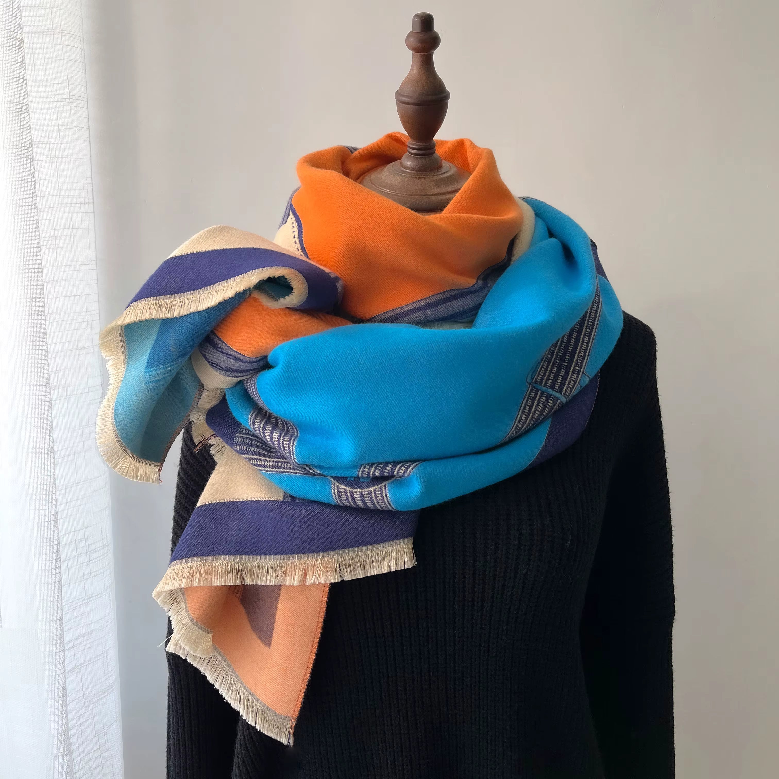 Women's Thick Printed Shawl Scarf - Cozy Wrap for Layering 4