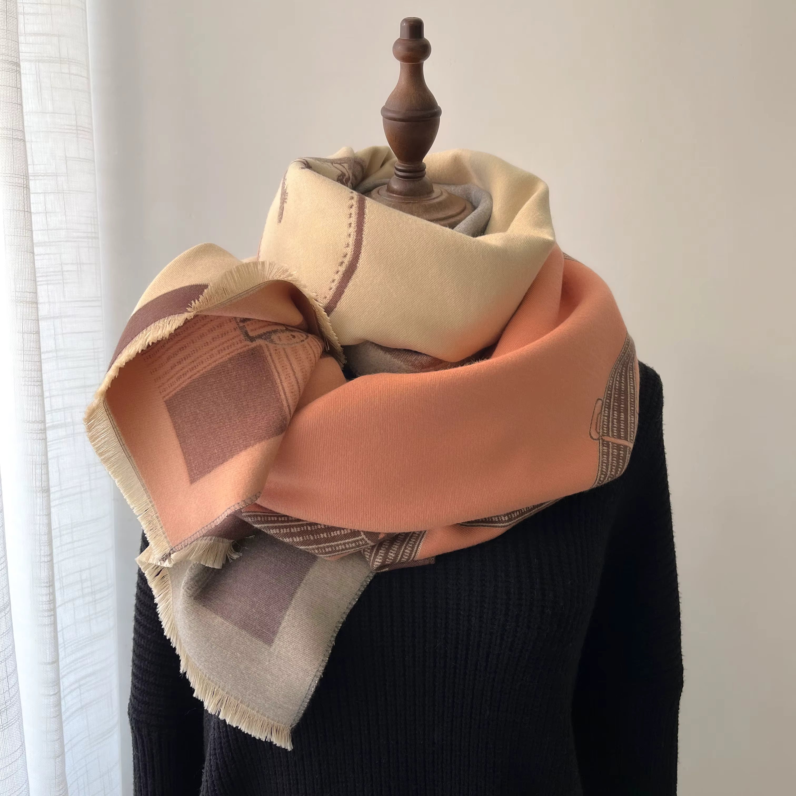 Women's Thick Printed Shawl Scarf - Cozy Wrap for Layering 5